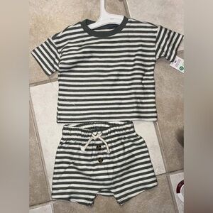 Striped Kids Set - Gray and White